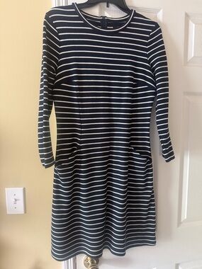 Alex Marie Navy & White Striped Long Sleeve Knit Dress